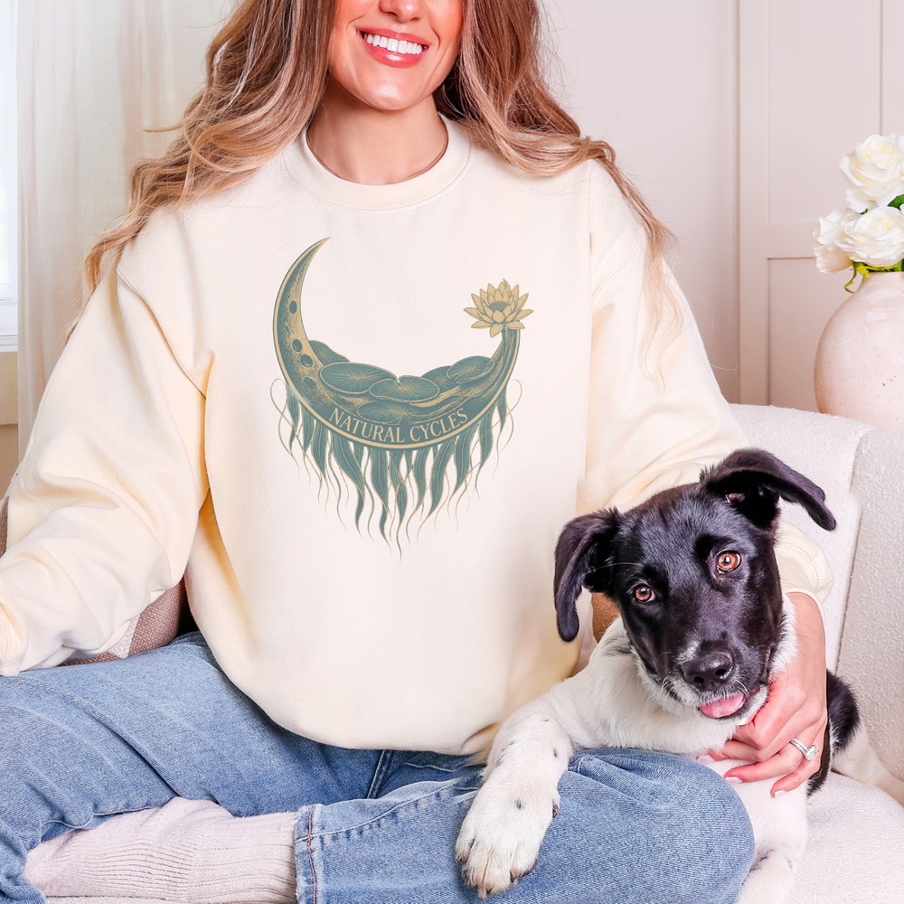 Natural Cycles Lotus Moon Cradling Lily Pads Sweatshirt